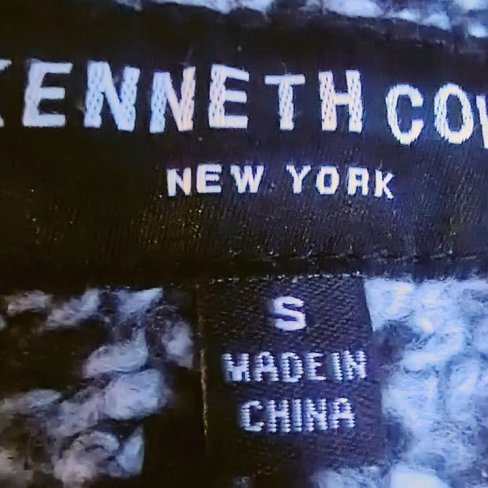 Kenneth Cole Black and Gray  Synthetic Wool Hooded Trenchcoat